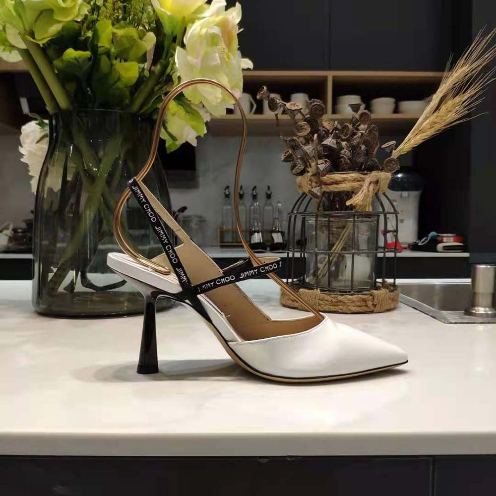 Jimmy Choo Women Ray 65 Latte Nappa Leather Pointed Pumps with Logo-Woven Ribbon - image 7