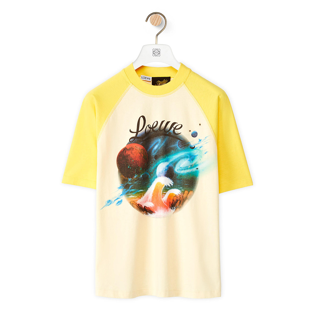 Front view of Loewe Women Cropped landscape T-shirt in Cotton-Yellow