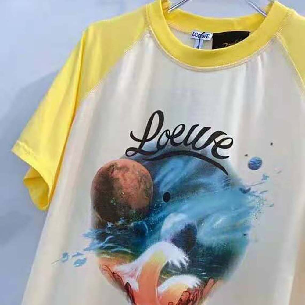 Loewe Women Cropped landscape T-shirt in Cotton-Yellow - image 4