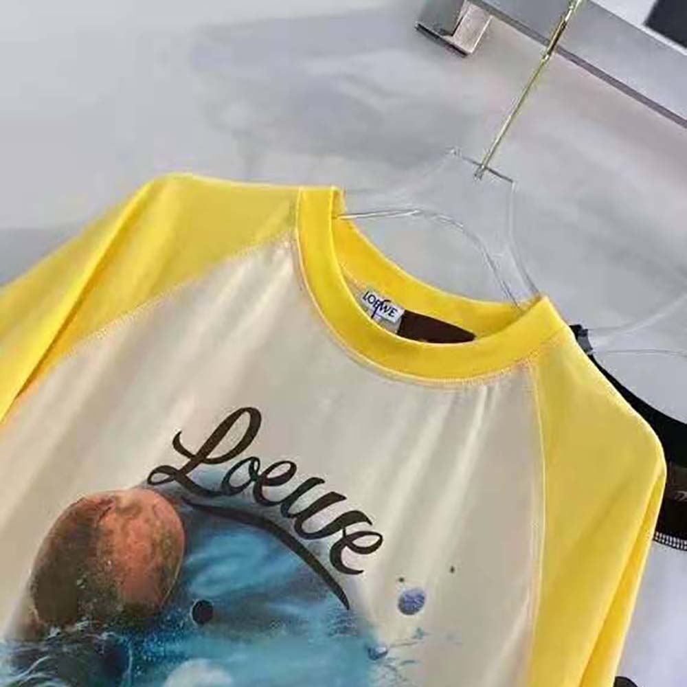 Loewe Women Cropped landscape T-shirt in Cotton-Yellow - image 5