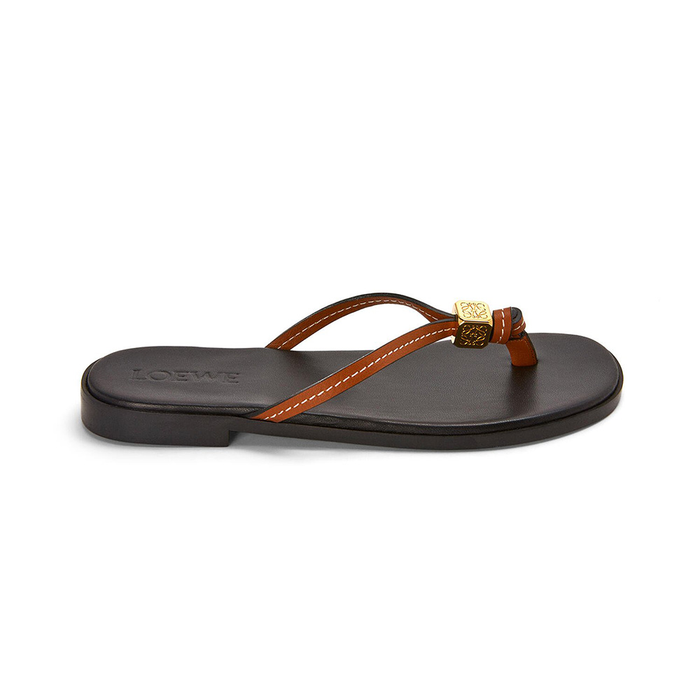 Side view of Loewe Women Dice Flip Flop in Calfskin-Black
