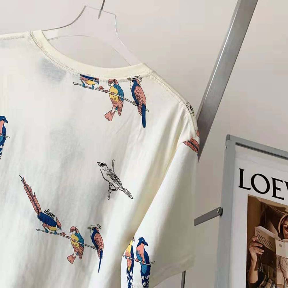 Loewe Women Parrot Print T-shirt in Cotton-Beige - image 6