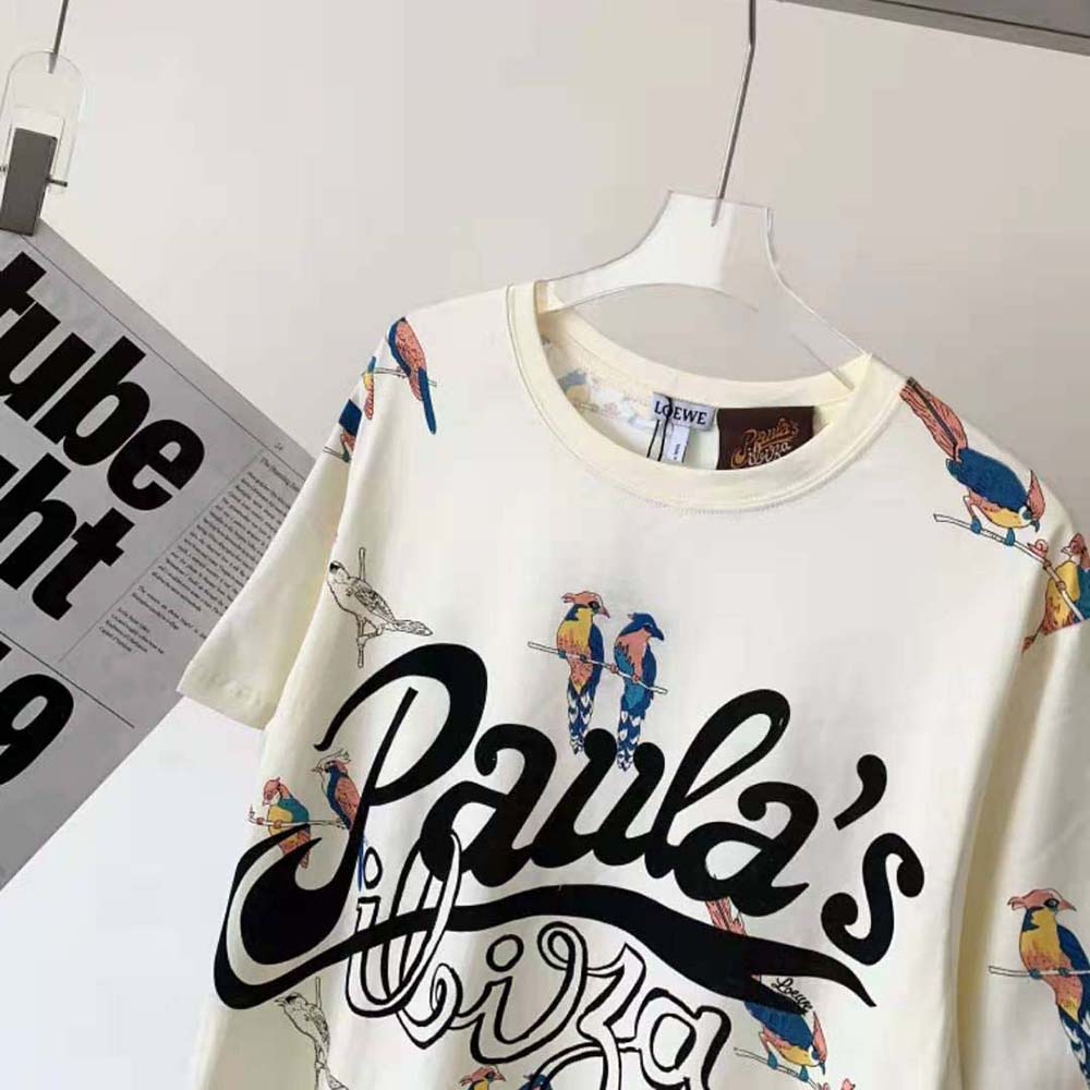 Loewe Women Parrot Print T-shirt in Cotton-Beige - image 4