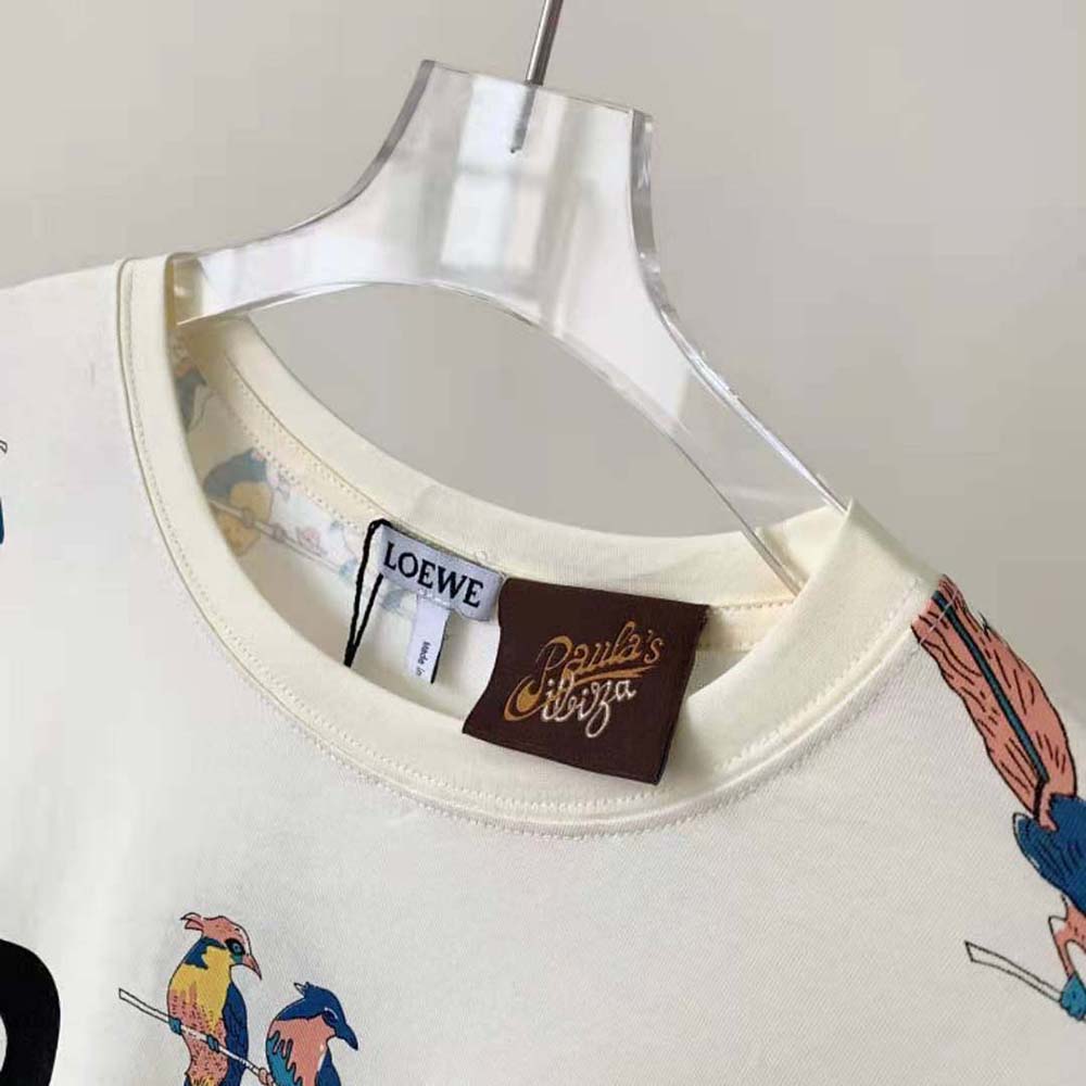 Loewe Women Parrot Print T-shirt in Cotton-Beige - image 5