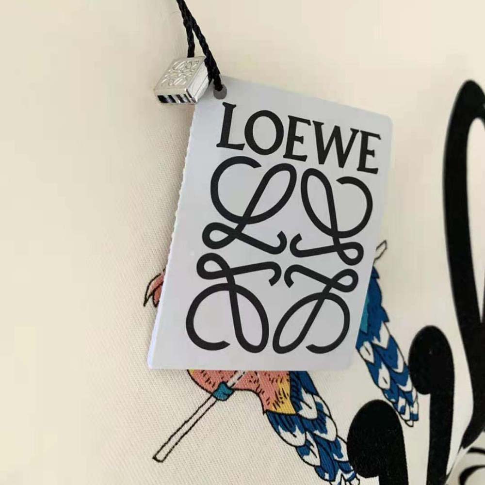 Loewe Women Parrot Print T-shirt in Cotton-Beige - image 9