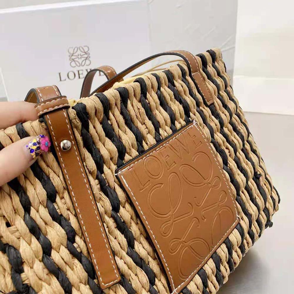 Loewe Women Small Square Basket Bag in Reed and Calfskin - image 10