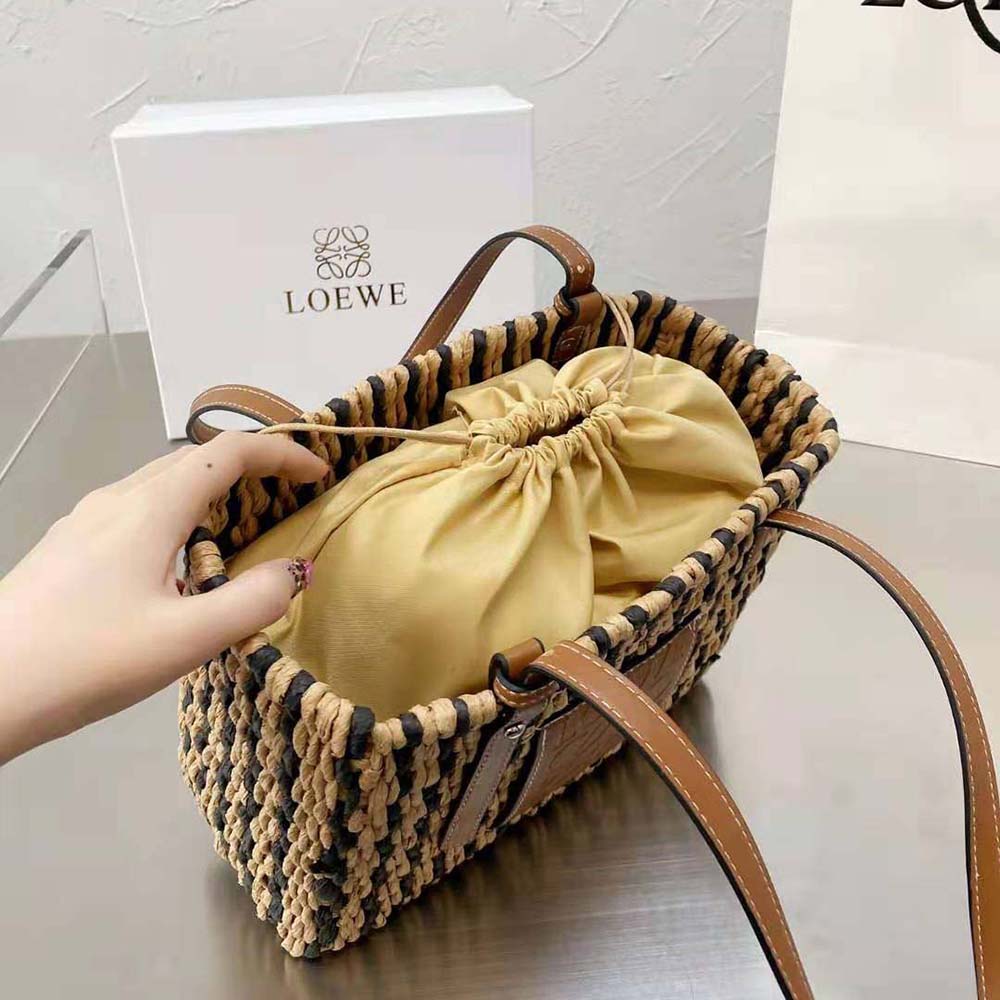Loewe Women Small Square Basket Bag in Reed and Calfskin - image 8