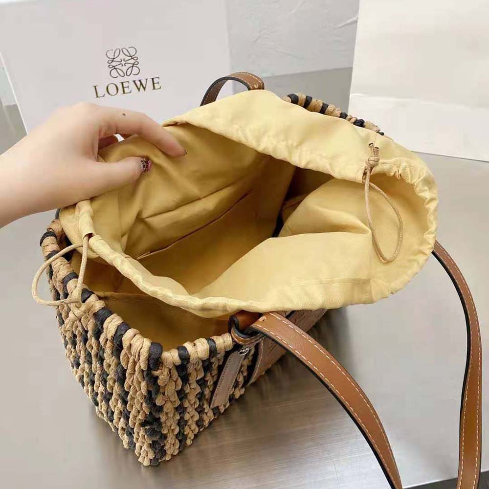 Loewe Women Small Square Basket Bag in Reed and Calfskin - image 9