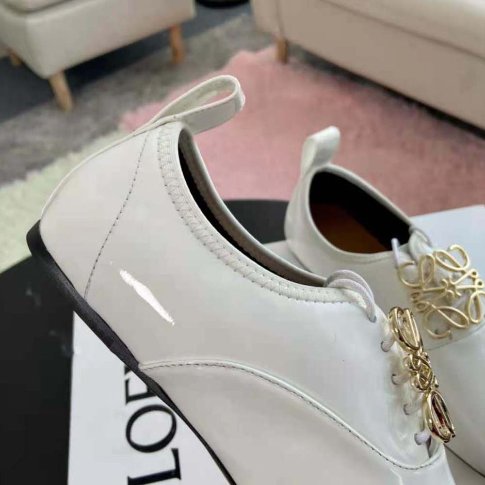 Loewe Women Soft Derby Anagram in Patent Calf-White - image 8