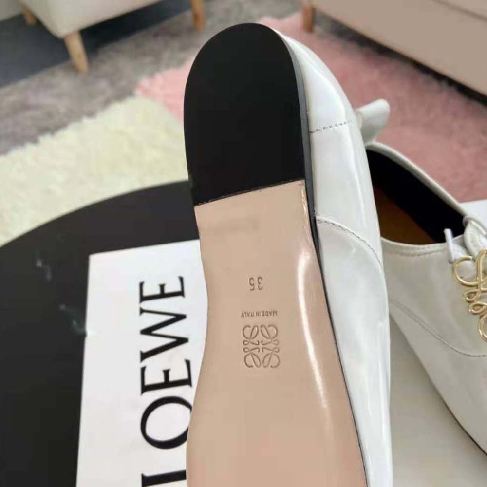 Loewe Women Soft Derby Anagram in Patent Calf-White - image 9