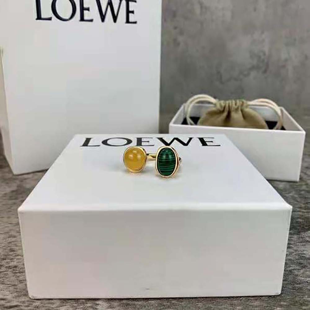 Side view of Loewe Women Tree Ring in Metal highlighting open band