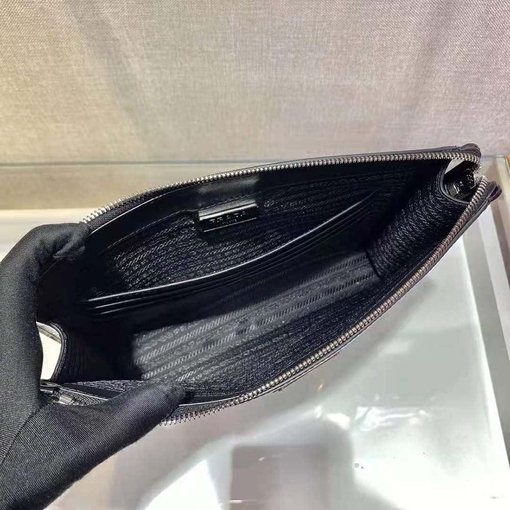 Prada Men Brushed Leather Pouch-Black - image 7