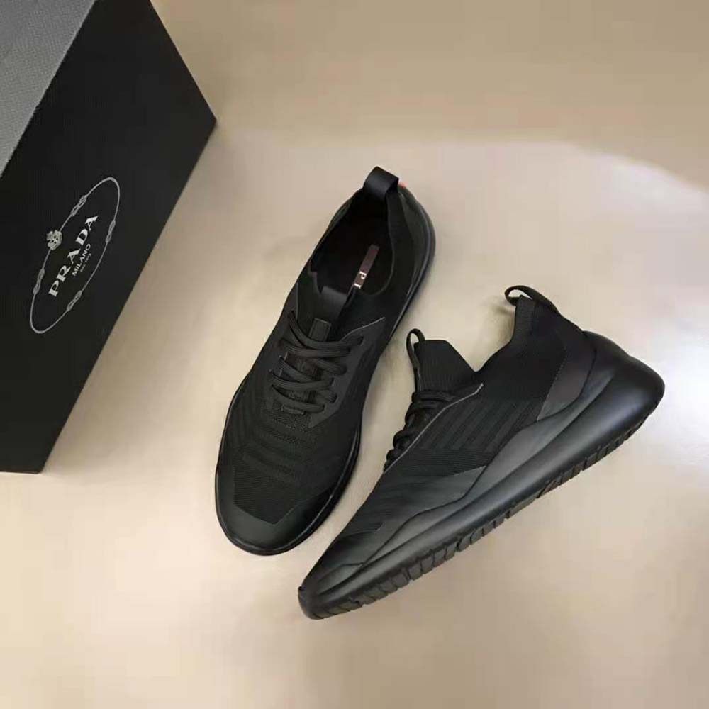 Prada Unisex Toblach Technical Fabric Sneakers-Black - image 4