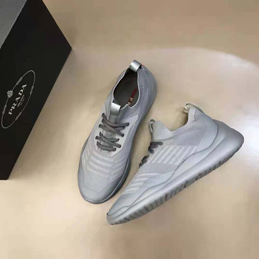 Rear shot showing Prada logo embossed on Toblach sneakers heel
