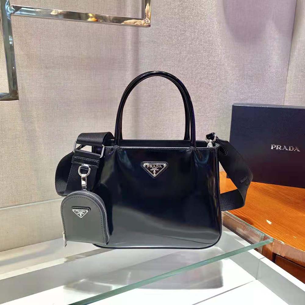 Close-up of brushed leather texture on Prada Women Handbag