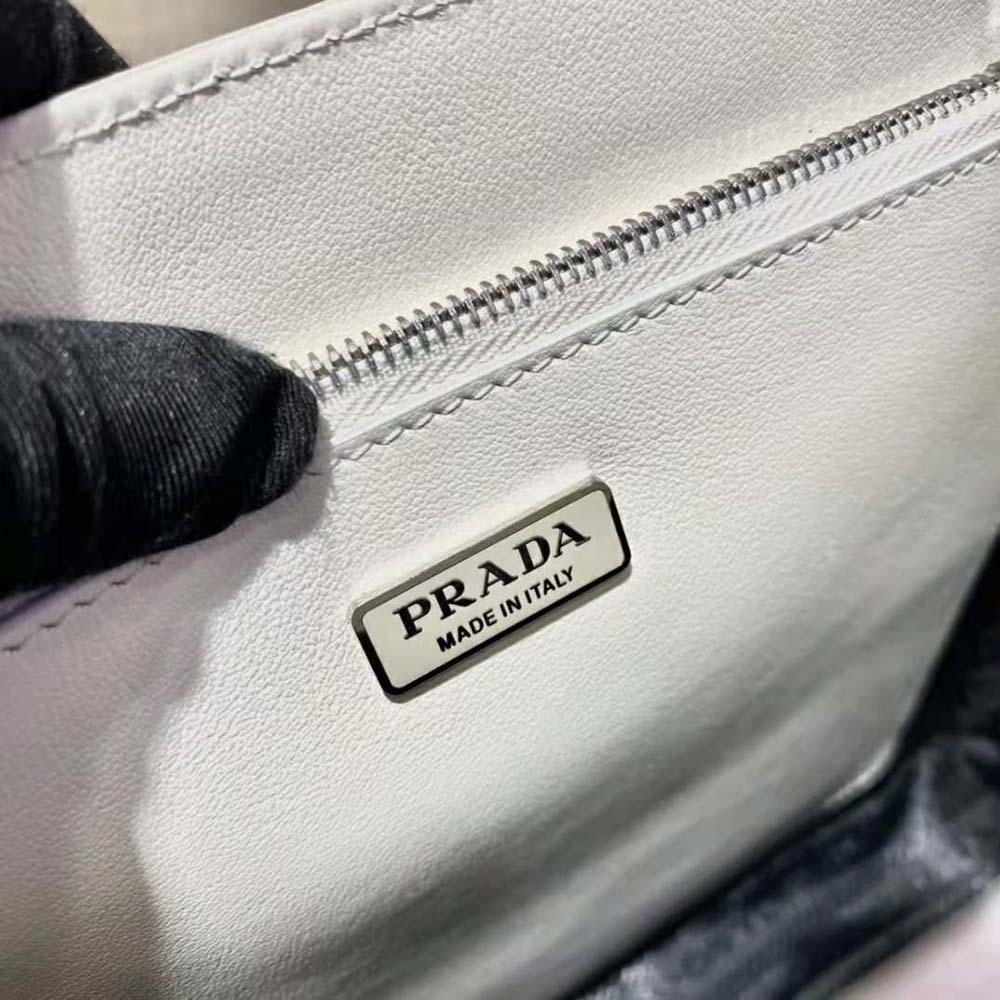 Prada Women Brushed Leather Tote Bag-White - image 8