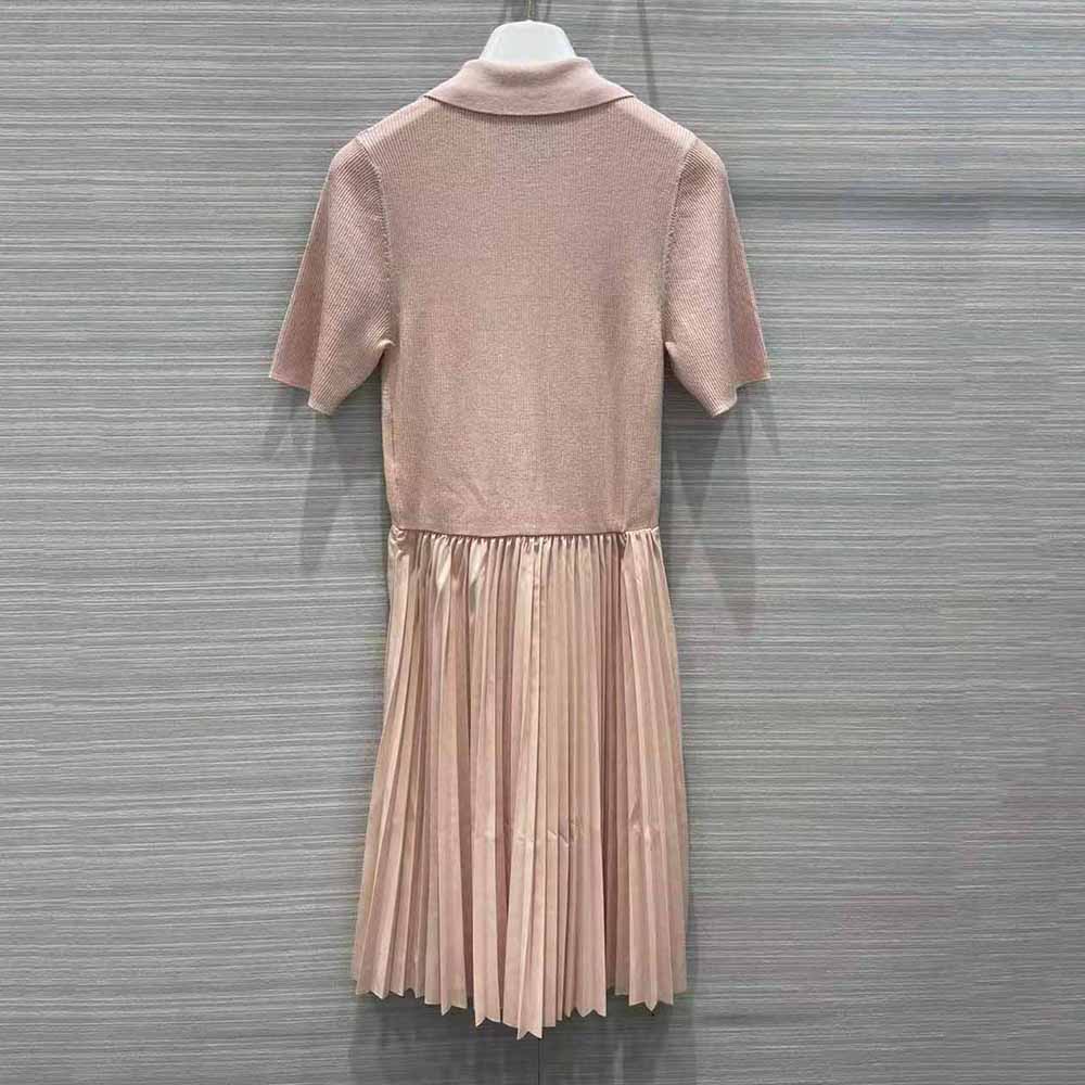 Back view showing hidden zipper on Prada Women Crepe DE Chine Dress-Pink