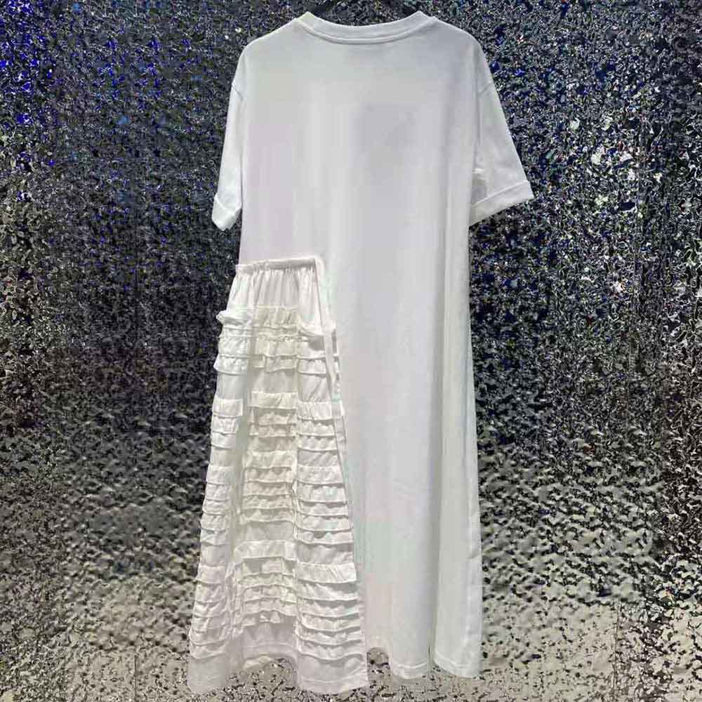 Prada Women Jersey Dress The Asymmetrical Design-White - image 4