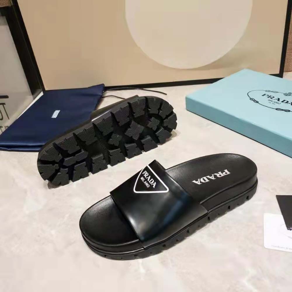 Prada Women Leather Slides in 20mm Heel-Black - image 6