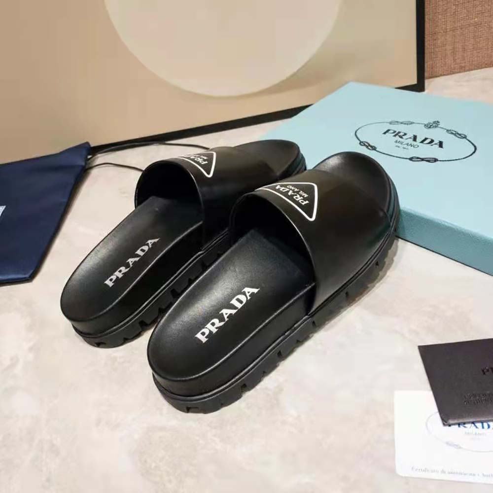 Prada Women Leather Slides in 20mm Heel-Black - image 5