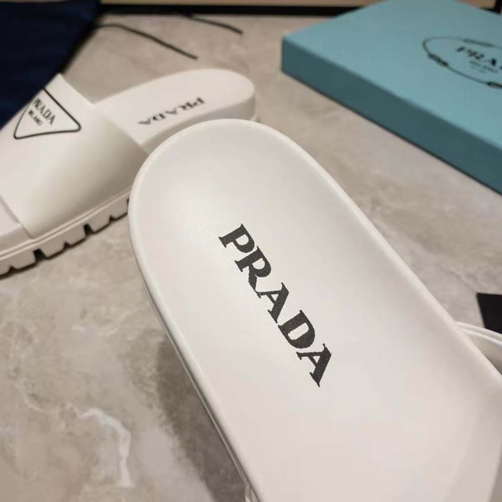 Prada Women Leather Slides in 20mm Heel-White - image 8
