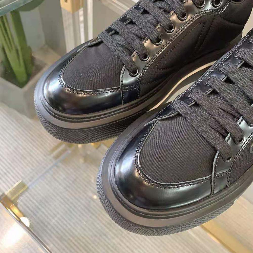 Prada Women Macro Re-Nylon and Brushed Leather Sneakers-Black - image 9
