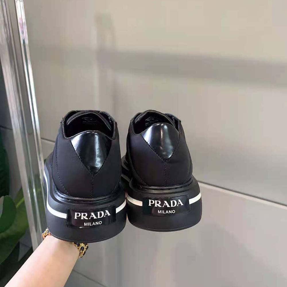 Prada Women Macro Re-Nylon and Brushed Leather Sneakers-Black - image 4