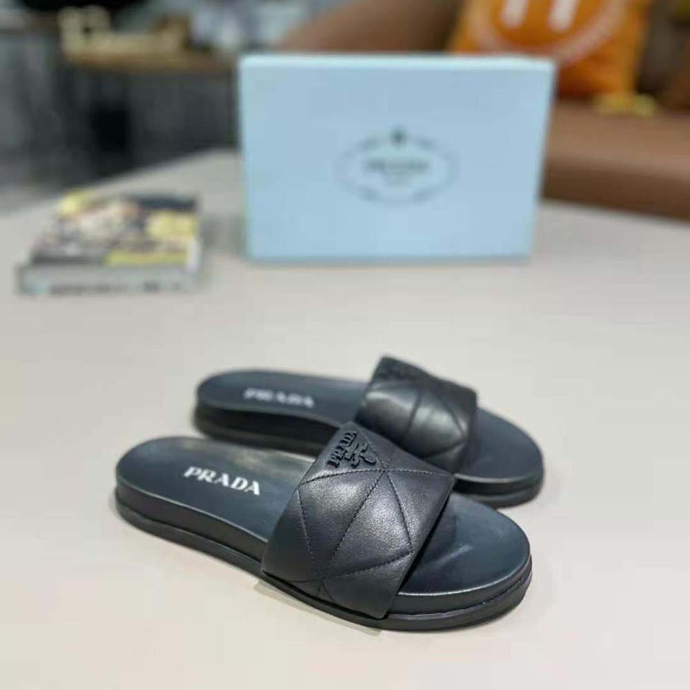 Prada Women Nappa Leather Slides in 20mm Heel-Black - image 4