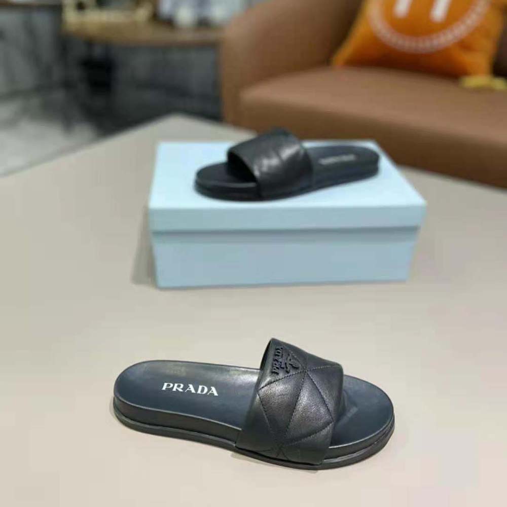 Prada Women Nappa Leather Slides in 20mm Heel-Black - image 5