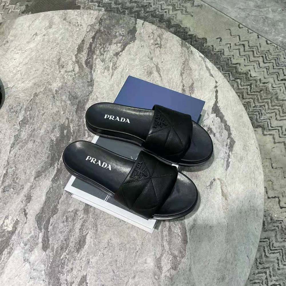 Prada Women Nappa Leather Slides in 20mm Heel-Black - image 6