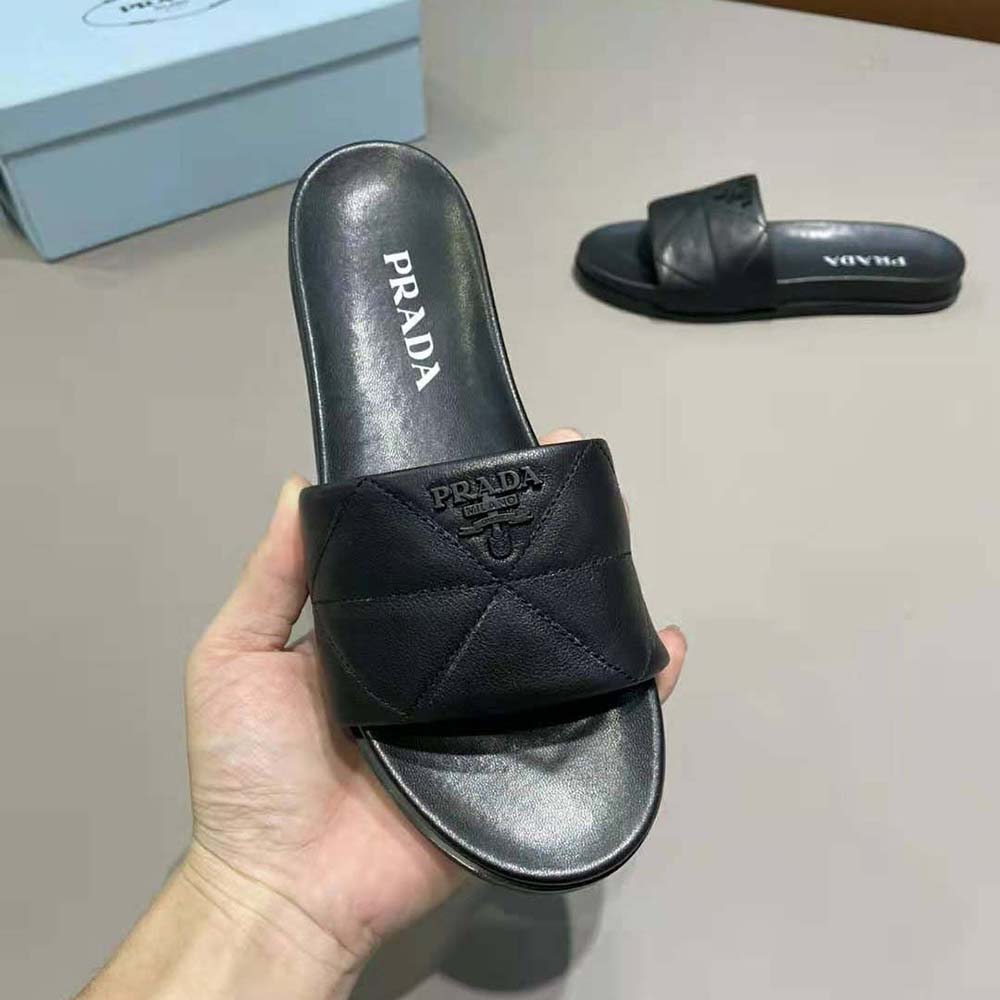 Prada Women Nappa Leather Slides in 20mm Heel-Black - image 9