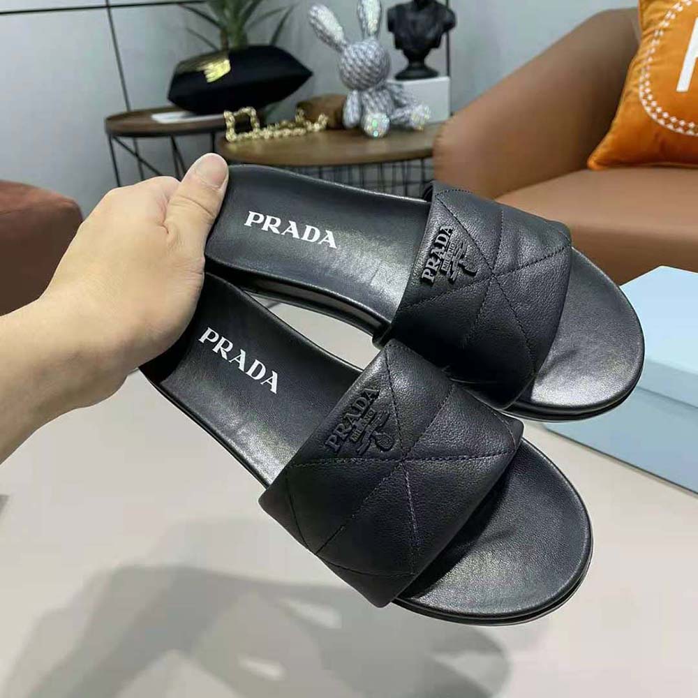 Prada Women Nappa Leather Slides in 20mm Heel-Black - image 8