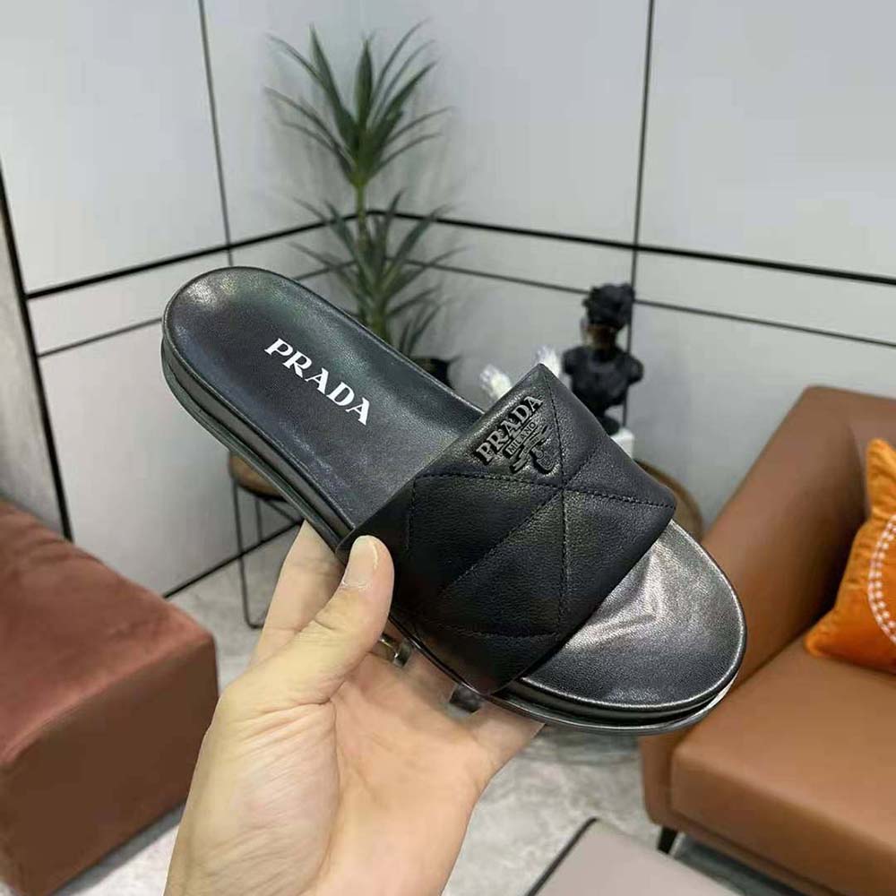 Prada Women Nappa Leather Slides in 20mm Heel-Black - image 7