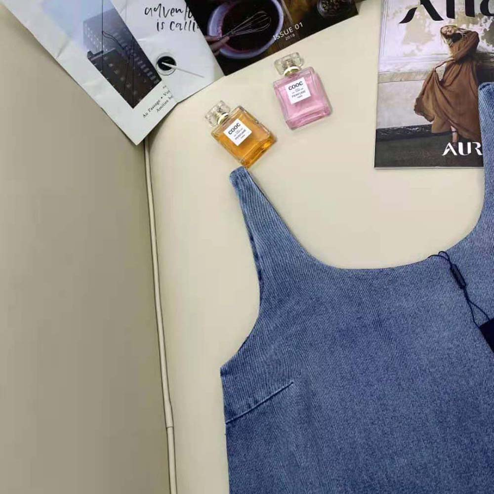 Prada Women Organic Denim Mini-Dress-Navy - image 6