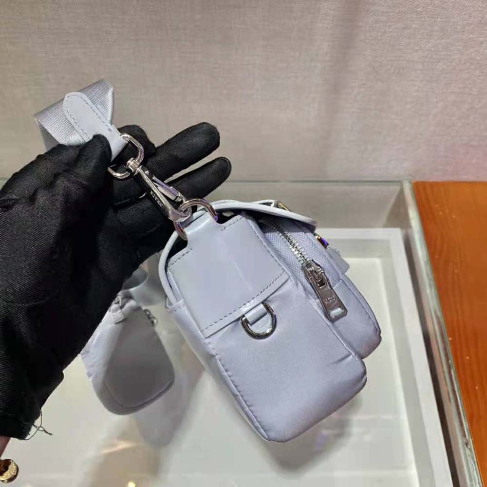 Prada Women Pocket Nylon and Brushed Leather Bag-Blue - image 9
