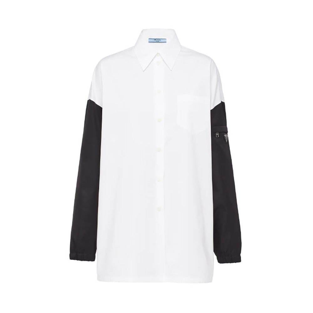 Front view of Prada Women Poplin Shirt-White on mannequin