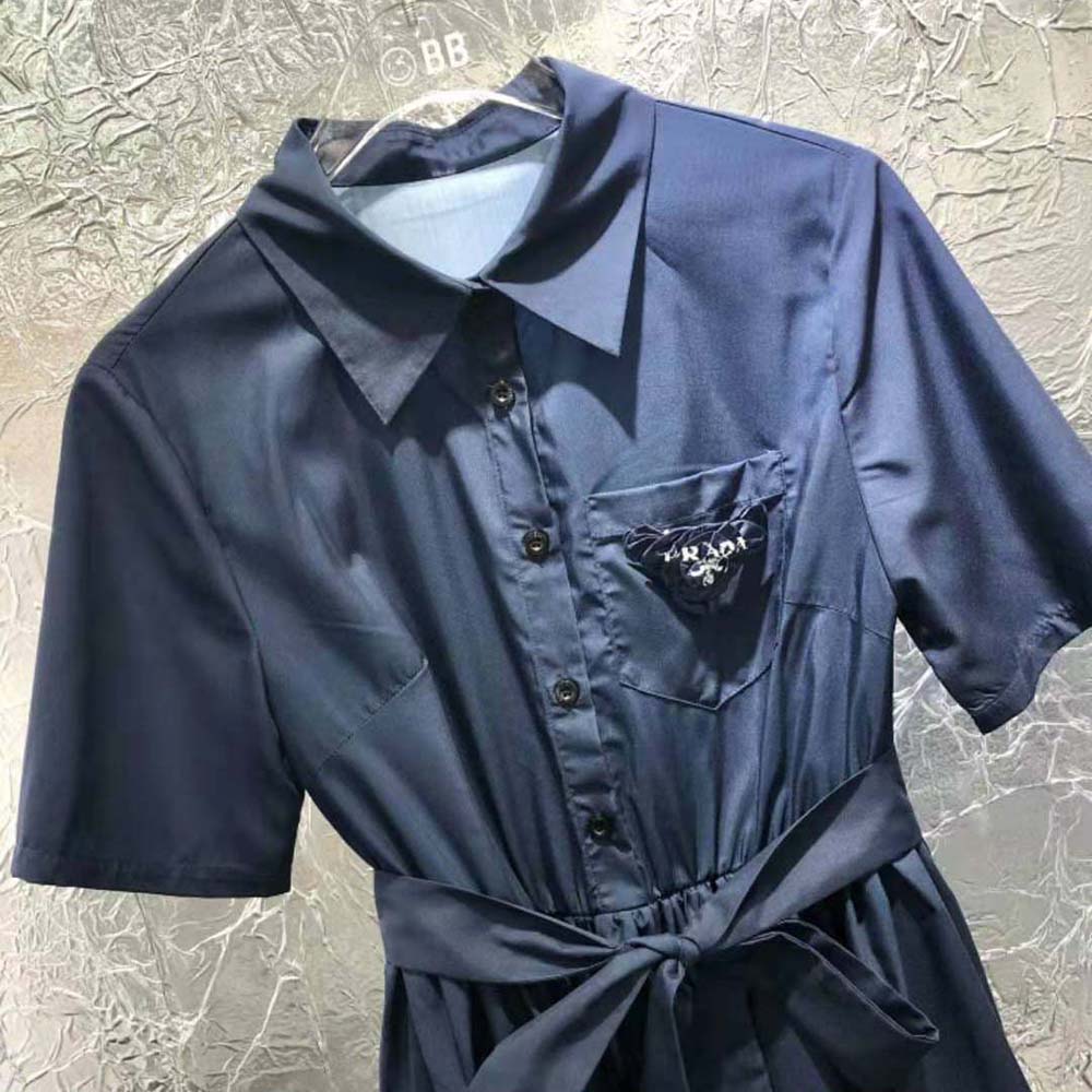 Prada Women Printed Poplin Dress-Blue - image 4