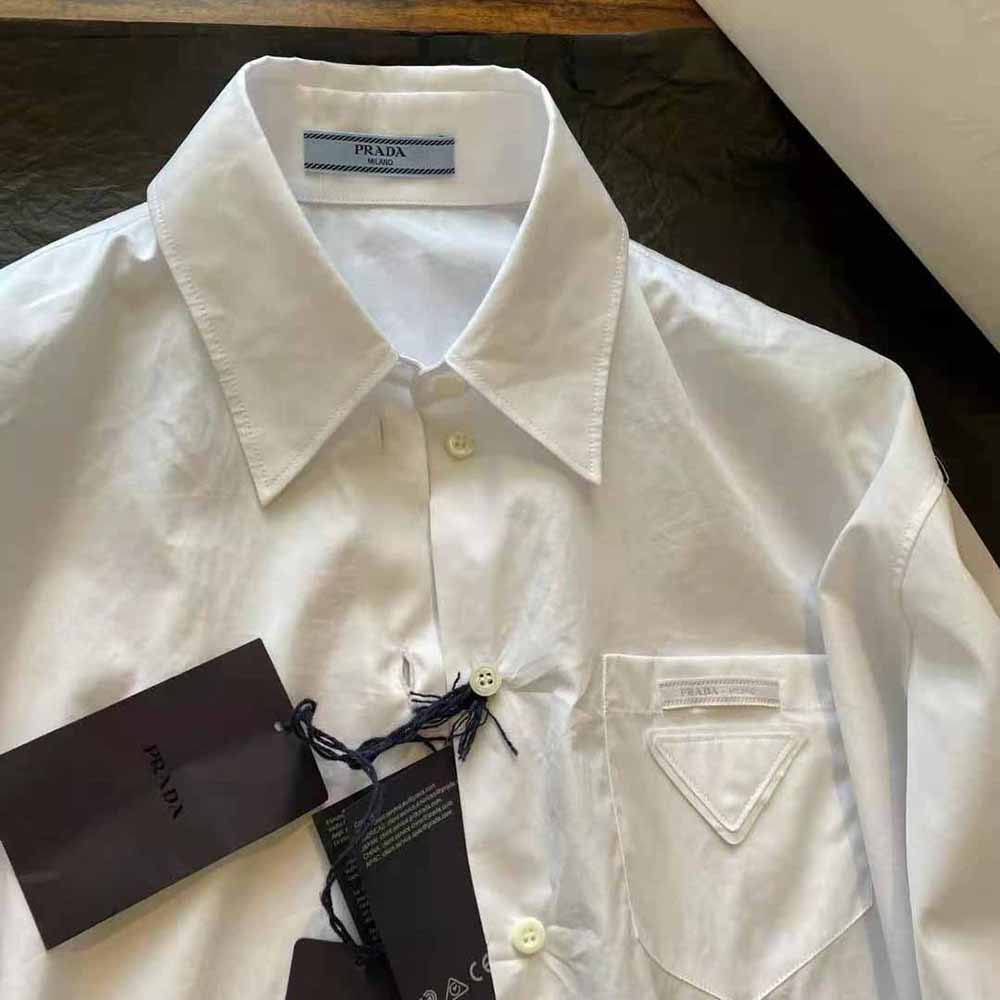 Prada Women Puffy Sleeve Poplin Blouse-White - image 5