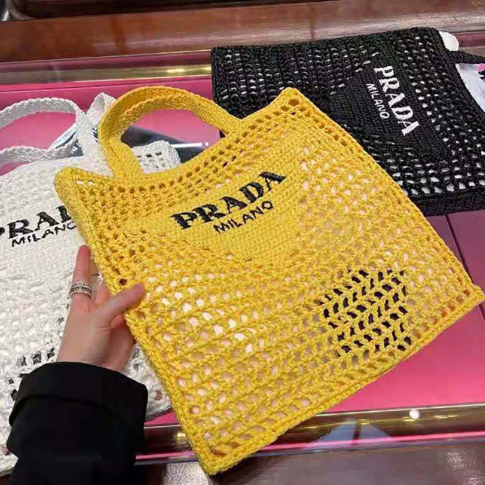 Prada Women Raffia Tote Bag-Yellow - image 4