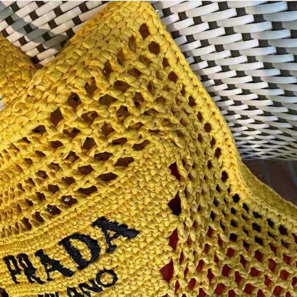 Prada Women Raffia Tote Bag-Yellow - image 5