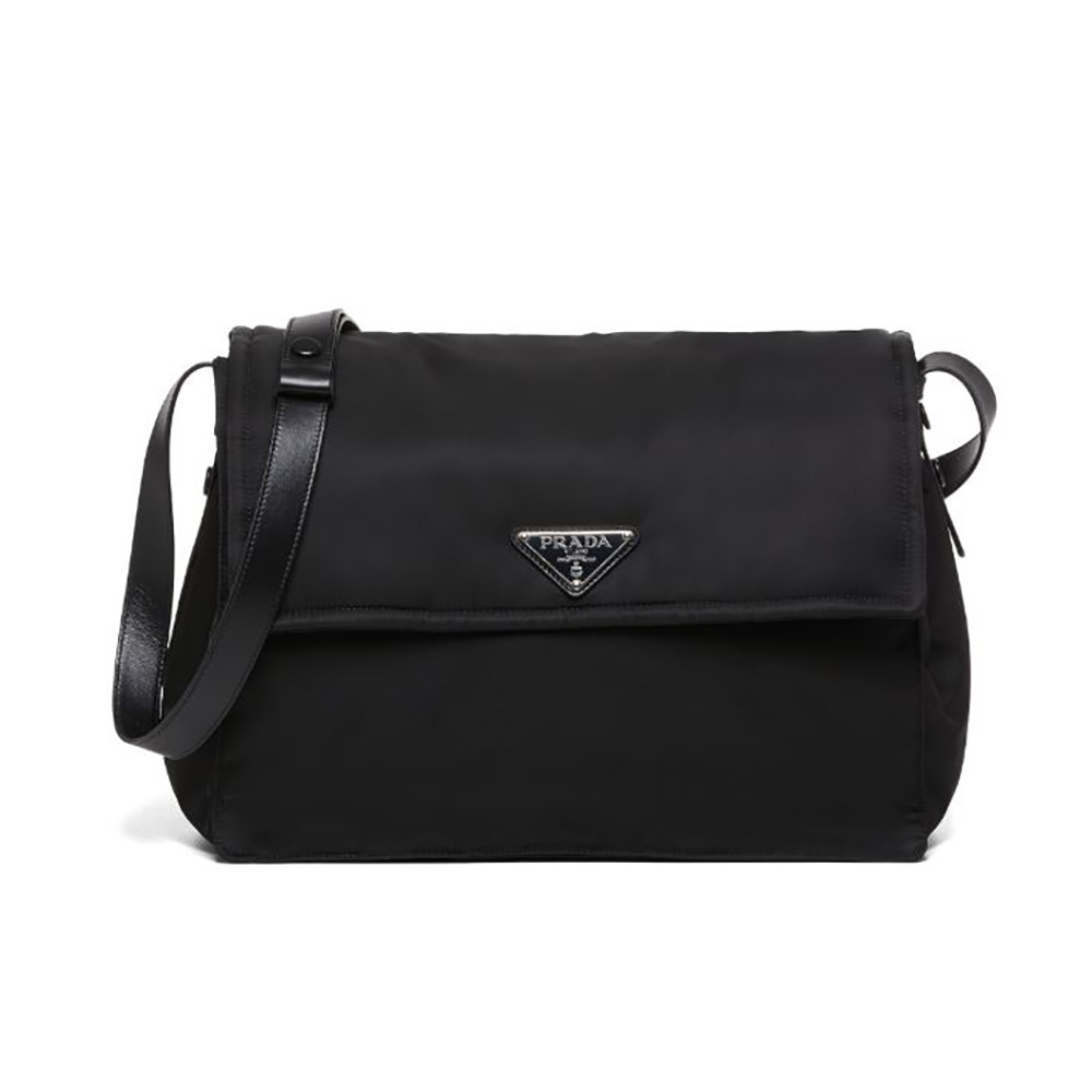 Front view of Prada Women Re-Nylon Large Padded Shoulder Bag-Black