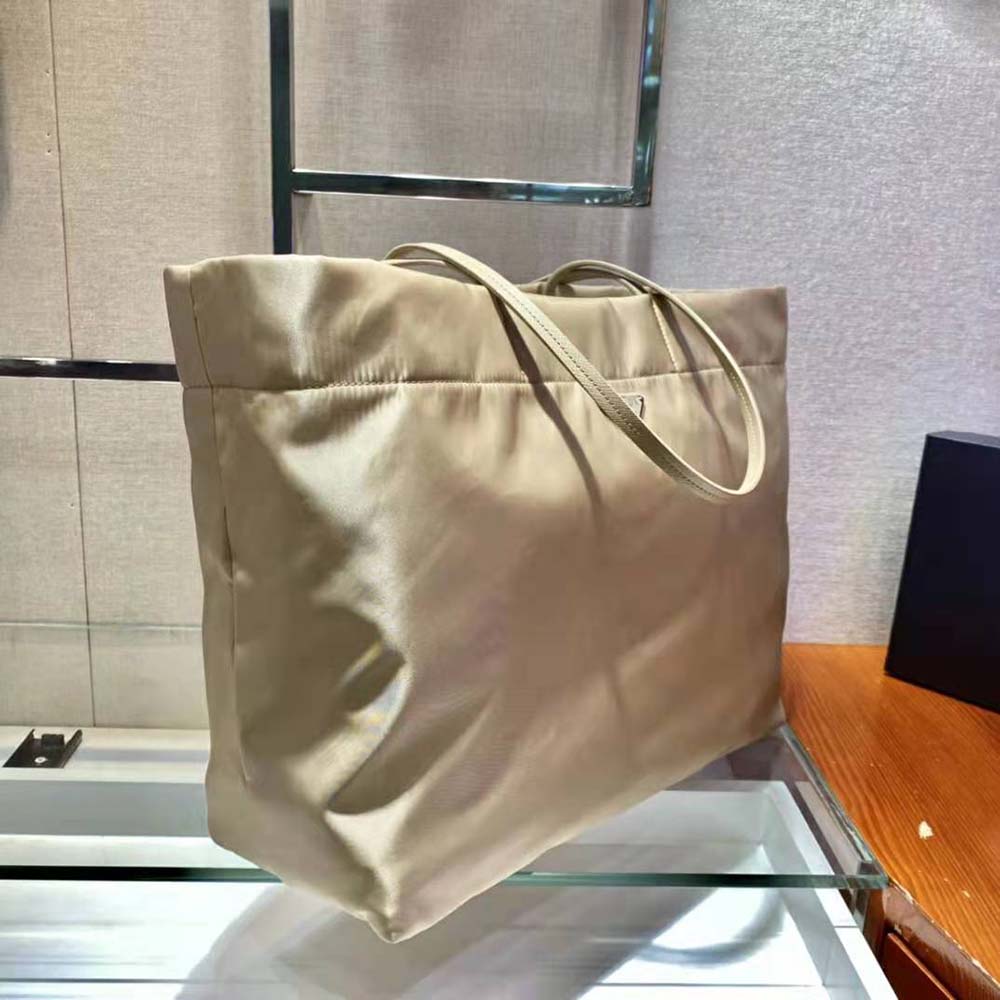 Prada Women Re-Nylon and Saffiano Leather Tote Bag-Beige - image 4