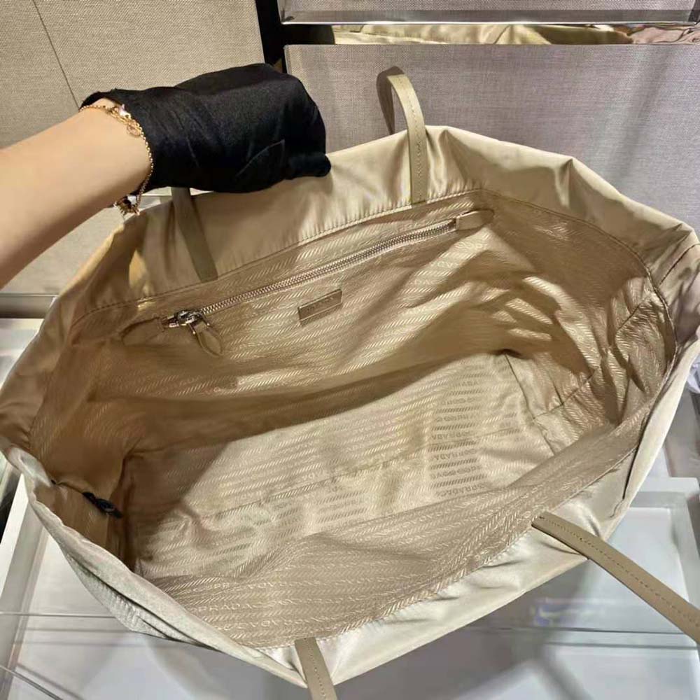 Prada Women Re-Nylon and Saffiano Leather Tote Bag-Beige - image 7