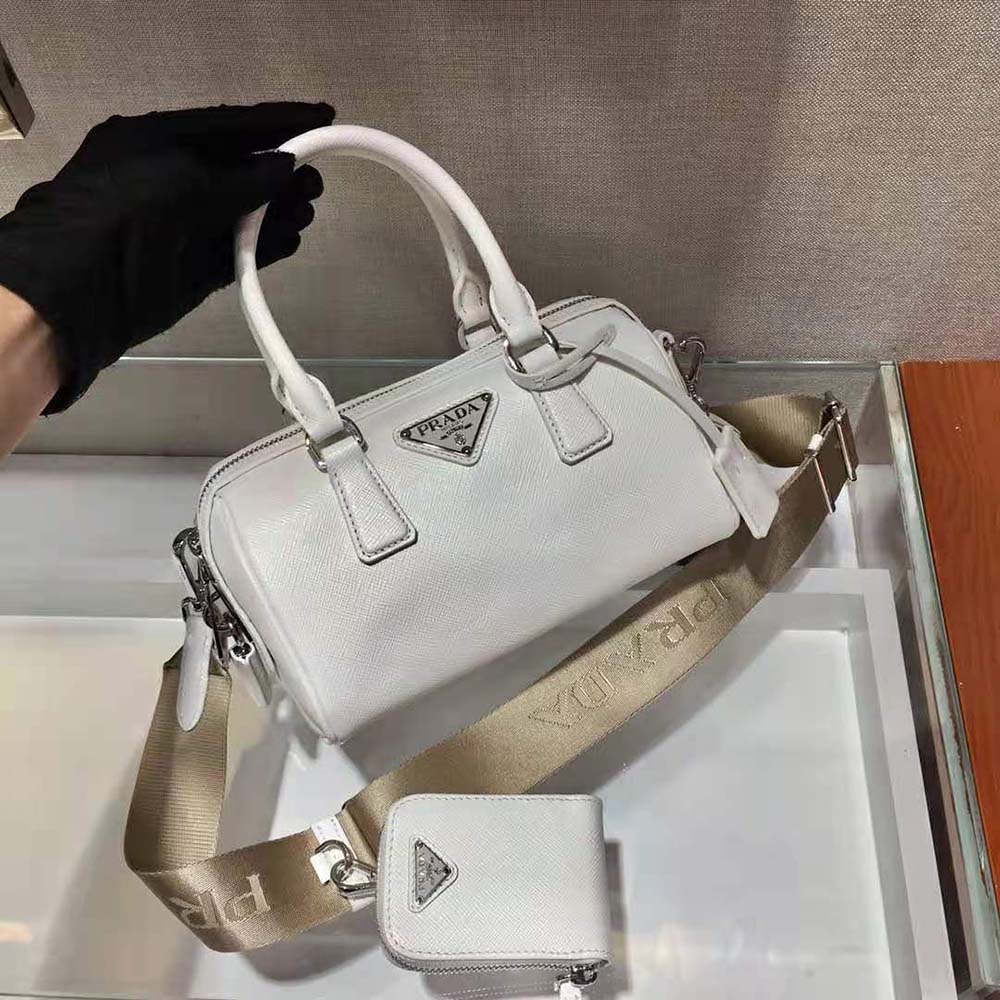 Prada Women Saffiano Leather Top-handle Bag-White - image 4
