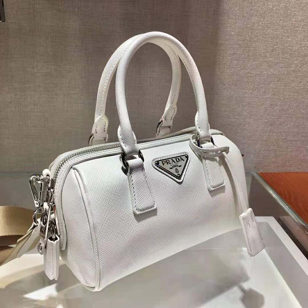 Prada Women Saffiano Leather Top-handle Bag-White - image 5