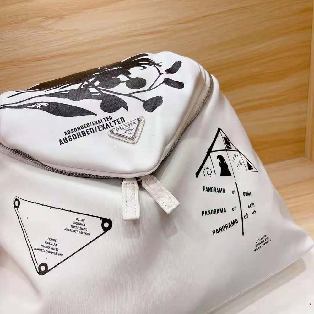 Prada Women Signaux Printed Nylon Backpack-White - image 9