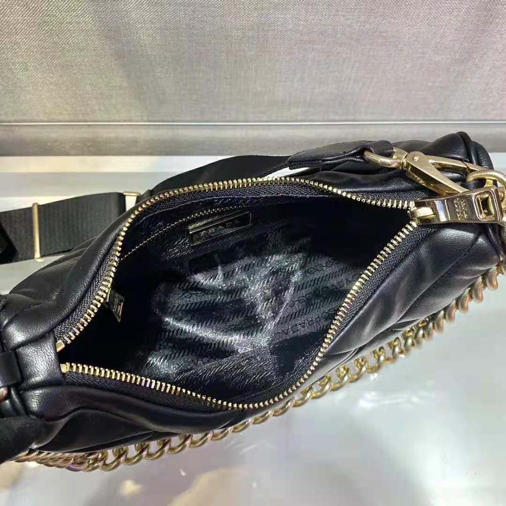 Prada Women System Nappa Leather Patchwork Shoulder Bag-Black - image 7