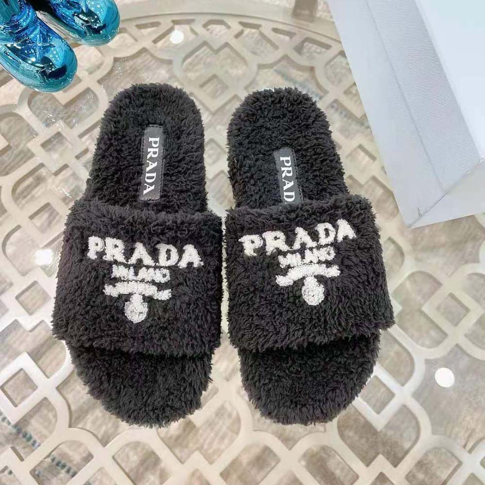 Prada Women Terry Cloth Slides-Black - image 4