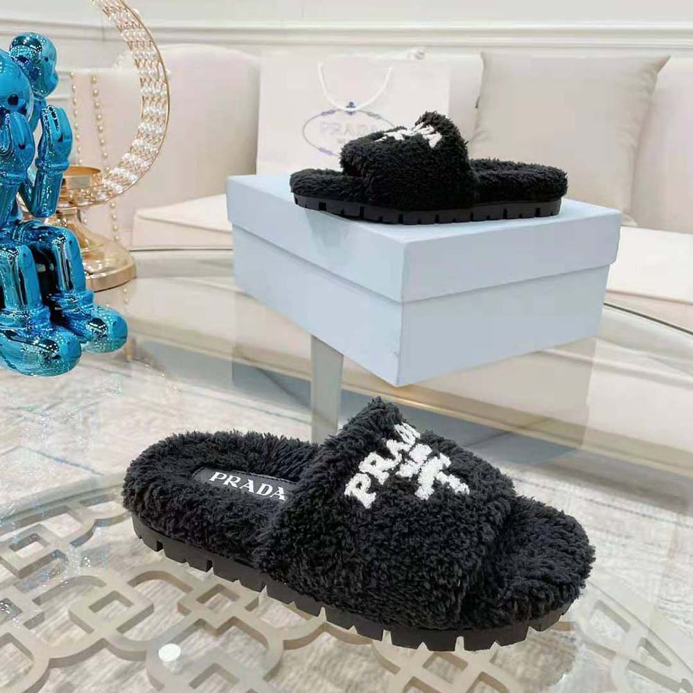 Prada Women Terry Cloth Slides-Black - image 6