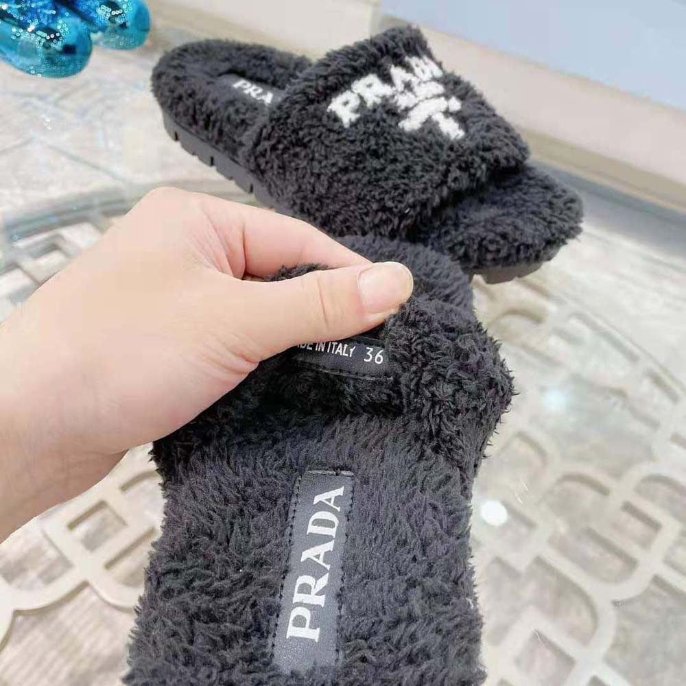 Prada Women Terry Cloth Slides-Black - image 7
